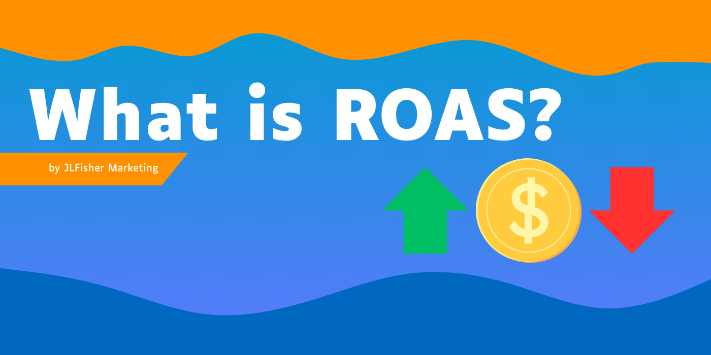 ROAS graphic with coin and up and down arrows